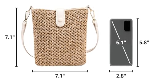 Image of Straw Beach Bags For Women Rattan Purse Summer Straw Cross-body Bag Raffia Handbag Purses Shoulder Bag Small Bucket Bag 2026