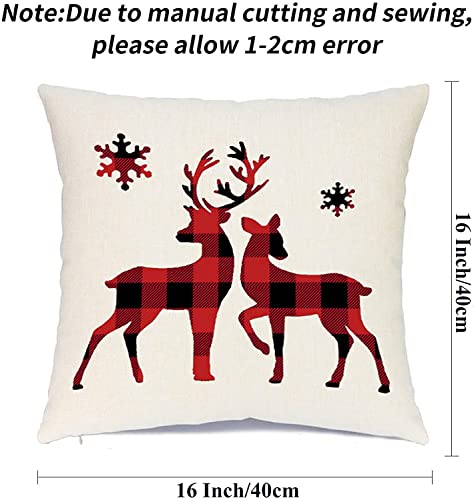 Ueerdand-Christmas-Decorations-Pillow-Covers-1818-Set-of-4-Black-and-Red-Xmas-Farmhouse-Buffalo-Plaid-Truck-Throw-Pillow-Case-for-Holiday-Home-Sofa-Couch Ueerdand Christmas Decorations Pillow Covers 1818 Set of 4 Black and Red Xmas Farmhouse Buffalo Plaid Truck Throw Pillow Case for Holiday Home Sofa Couch