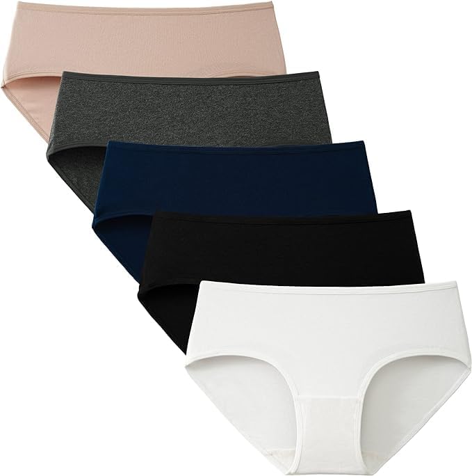 Image of LOURYN KOULYN Women Soft Cotton Hipster Ladies Plain Bright Panty /Innerwear Inner Elastic Underwear Combo Pack 5 (Colour May Very)