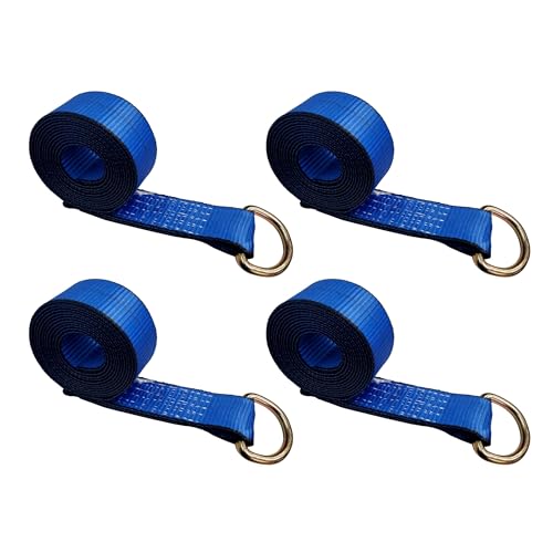 Image of Mega Cargo Control 2 inch x 10' D-Ring Lasso Strap & Recovery Auto Tie Down for Wheel Lift, Trailer, Tow Truck (4 - Pack)
