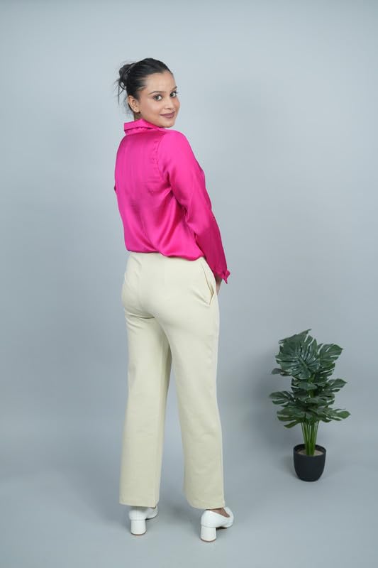 Image of Mlada Mid Waist Wide Leg Flared Pants Elastic Waist Band for Women Office Work Formal Wear Stretch Cotton Knit Flare Pants Utility Pockets Extra Flare Pants Trousers for Travel