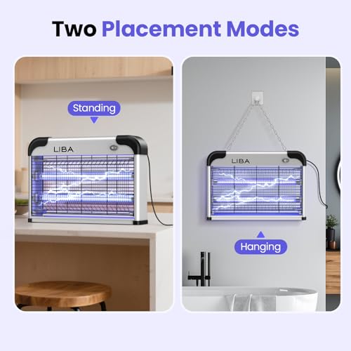 LiBa Electric Bug Zapper, Insect and Fly Killer 20W Insect Bug Catcher - Mosquito, Moth, Wasp Killer for Indoor, Fly Zapper Repellent with 2 Pack Replacement Bulbs & Washable Tray