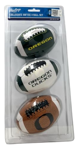 Rawlings NCAA 3 Pack Softee Football, 5", Team Colors (Oregon Ducks)