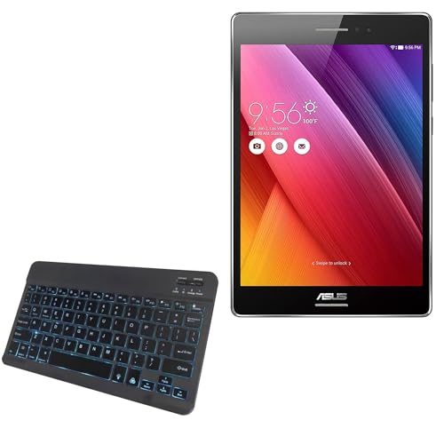 BoxWave Keyboard Compatible with ASUS ZenPad S 8.0 - SlimKeys Bluetooth Keyboard - with Backlight, Portable Slim LED 7 Colors - Jet Black