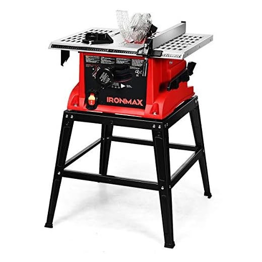 Goplus Table Saw, 10-Inch 15-Amp Portable Table Saw, 36T Blade, Cutting Speed Up to 5000RPM, 45º Double-Bevel Cut, Aluminum Table, Benchtop Table Saw with Metal Stand, Sliding Miter Gauge