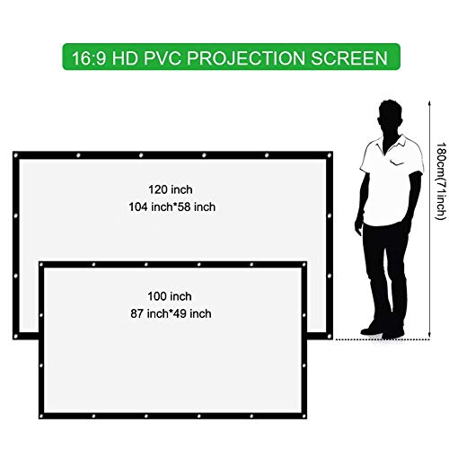 Écran de projection 120 pouces en PVC lavable et format cinéma 16:9