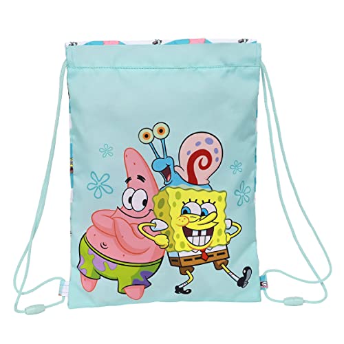 safta 612291855 Saco Plano Junior Bob Esponja Stay Positive 26X34X1Cm, Multicolor, 26x1x34 cm (612291855)