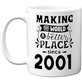 Stuff4 25th Birthday Mug Gift for Men Women - Making The World a Better Place Since 2001 - Happy 25 Birthday Gifts for Grandad Grandma Nan Retro Back in 2001 Age 25 Bday, 11oz Ceramic Coffee Mugs - Image 1