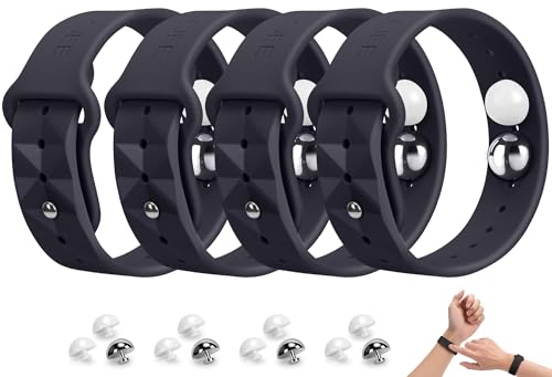 Image of Motion Sickness Bracelets for Travel: Acupressure Anti Nausea Wristband for Morning Sickness - Sea Sickness Wristbands for Car Boat Air - Nausea Bands for Motion Sickness 2 Pair Black