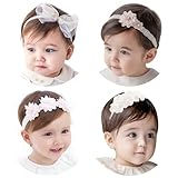 ベビー ヘアバンド 赤ちゃん ヘアアクセサリー 4点セット 女の子 子供 髪飾り レース 花 かわいい おしゃれ プレゼント 女の子 新生児 出産祝い 誕生日 記念撮影