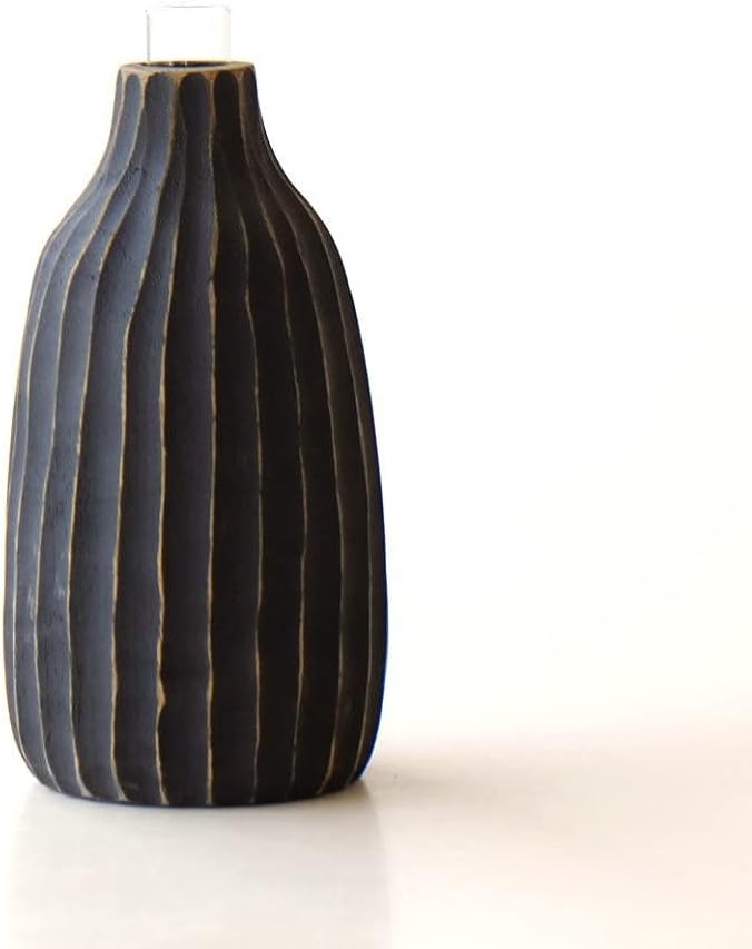 花瓶 フラワーベース 木製 チーク 小さい おしゃれ 花器 一輪挿し ウッドベース かわいい ミニ ドライフラワー 花挿し ウッドベースミドル B Sale Off