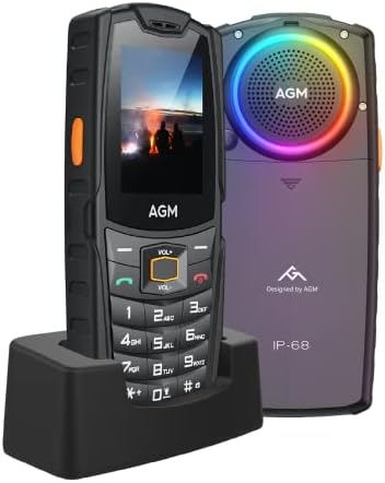 AGM M6 4G Rugged Phone Unlocked with Charging Dock Bar Phone Cell Phone for Seniors, Easy-to-Use Big Font Big Speaker, 2.4" Screen 48MB+128MB, 2500mAh Battery, No APP No Android, FM/LED Torch