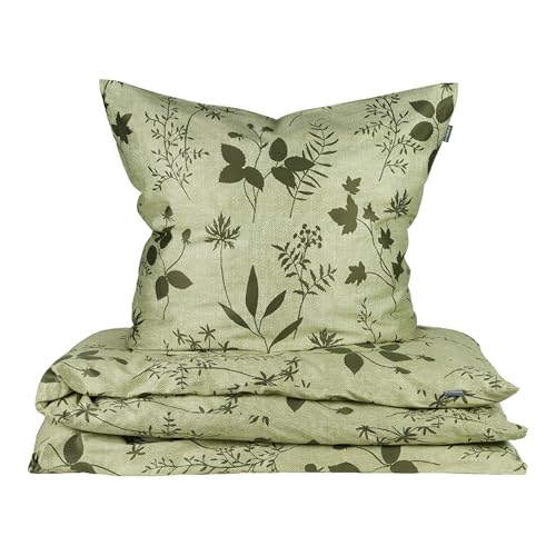 Schiesser Bettwäscheset Ada | Baumwoll-Satin | 100% Baumwolle aus nachhaltiger Produktion | 155x220cm + 80x80cm | Hellgrün - Dunkelgrün