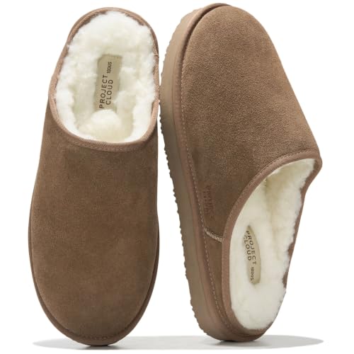 Image of Project Cloud Men's 100% Genuine Leather Shearling Memory Foam Slippers