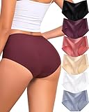 FINETOO 6 Pack Womens Seamless Underwear Full Coverage No Show Hipster Panties Mid Rise Stretchy Invisible Briefs