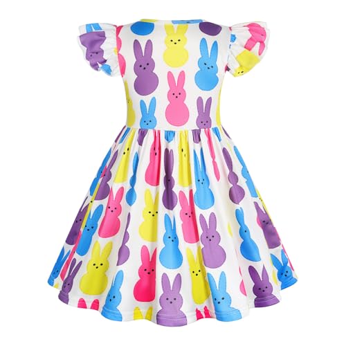 JBin Rich Daily Easter Christmas Toddler Dress Set for Girls 3-8T-Ruffled Sleeves with Hair Clips & Mini Crossbody Bag3