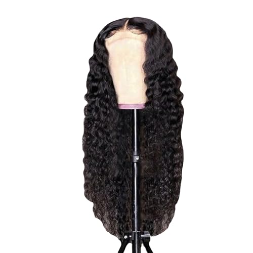 Peluca rizada brasileña, cabello humano rizado de la peluca del frente del cordón,Pelucas de cabello humano con cierre de encaje transparente HD | 150% cabello humano de alta densidad para Teksome