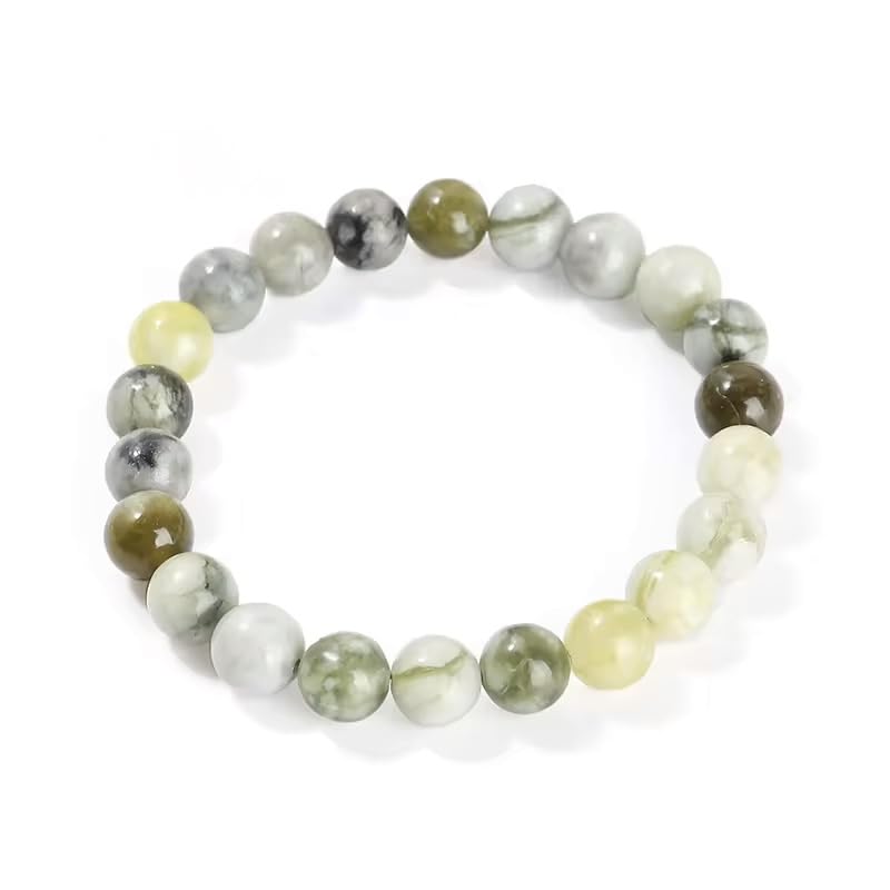 Pulsera de Piedras Naturales 100% Auténticas - Pulsera Jade Flores - Ajuste Cómodo y Estilo Elegante | Cuerda Elástica Coreana y Caja de Joyería Incluida (Jade Flores, 8mm)