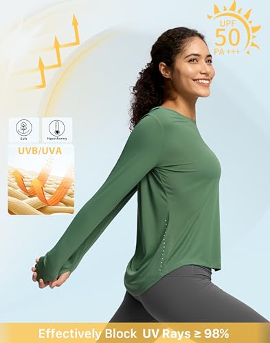 Image of Soothfeel Lightweight Long Sleeve Workout Tops for Women Gym Running Shirts