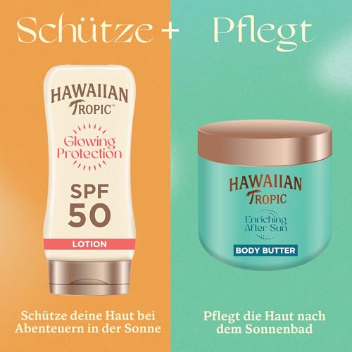Hawaiian Tropic | reichhaltige After Sun Body Butter – 250 ml, 12-Stunden-Feuchtigkeitsversorgung, mit Sheabutter, Kokosnussduft, vegan