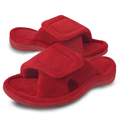 Git-up Zapatillas de Estar por Casa para Mujer Espuma de Memoria con Soporte del arco Gancho y bucle Diabético Amplio Punta abierta Zapatos de Casa Interior Exterior, Rojo 9.5/10.5 Git-up Zapatillas de Estar por Casa para Mujer Espuma de Memoria con Soporte del arco Gancho y bucle Diabético Amplio Punta abierta Zapatos de Casa Interior Exterior, Rojo 9.5/10.5