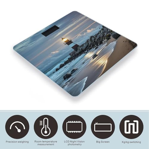 Báscula digital de baño con vidrio templado y pantalla LCD miniatura 3