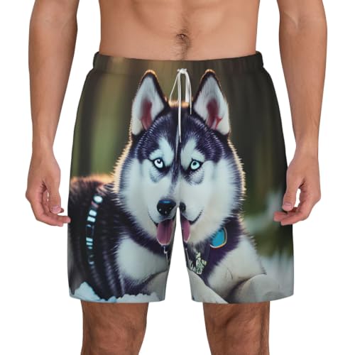 Short de bain respirant homme imprimé husky séchage rapide