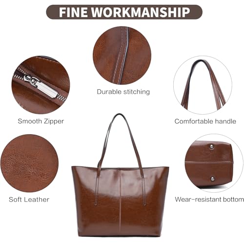 Image of LAORENTOU Women Crossbody Handbags Genuine Leather Satchel Handbags for Women Top-handle Shoulder Tote Purses