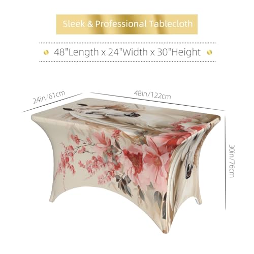 Nappe imperméable élasthanne pour table rectangulaire avec motif cheval抗皱 extensible