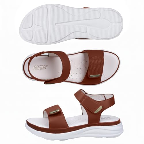 Image of DOCTOR EXTRA SOFT Women's Ultra Lightweight Sandals with Memory Foam Cushion|Stylish & Comfortable|Casual & Non-Slip|Diabetic & Orthopedic Flip Flops with Adjustable Strap Ladies & Girls New-D-610
