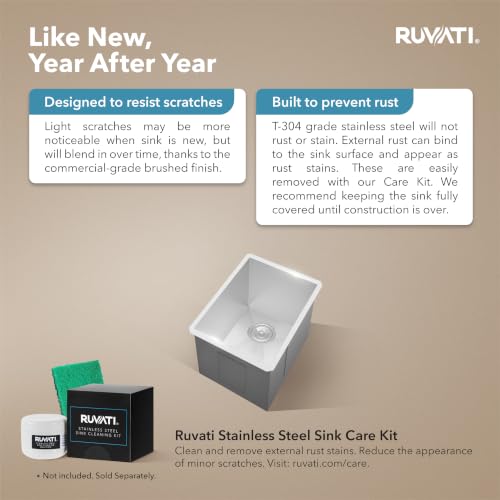 Image of Ruvati 16-inch Undermount 16 Gauge Zero Radius Bar Prep Sink Stainless Steel Single Bowl - RVH7111