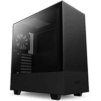 Nzxt H5 Flow - CC-H51FB-01 - Premium ATX Mid-Tower PC Gaming Gehäuse - Airflow Mesh Front - Seitenteil aus gehärtetem Glas - Extra GPU Lüfter - Wasserkühlung Ready - USB C - Schwarz