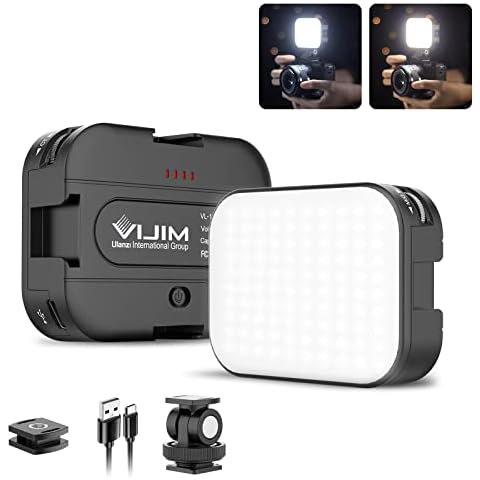 VIJIM VL100C Bi-Color LED Video Light on Camera,Mini Rechargeable 2000mAh LED Camera Lights,CRI95+ Dimmable 2500-6500K Ultra Bright Photo and Video Lighting,LED Fill Lamp Cover