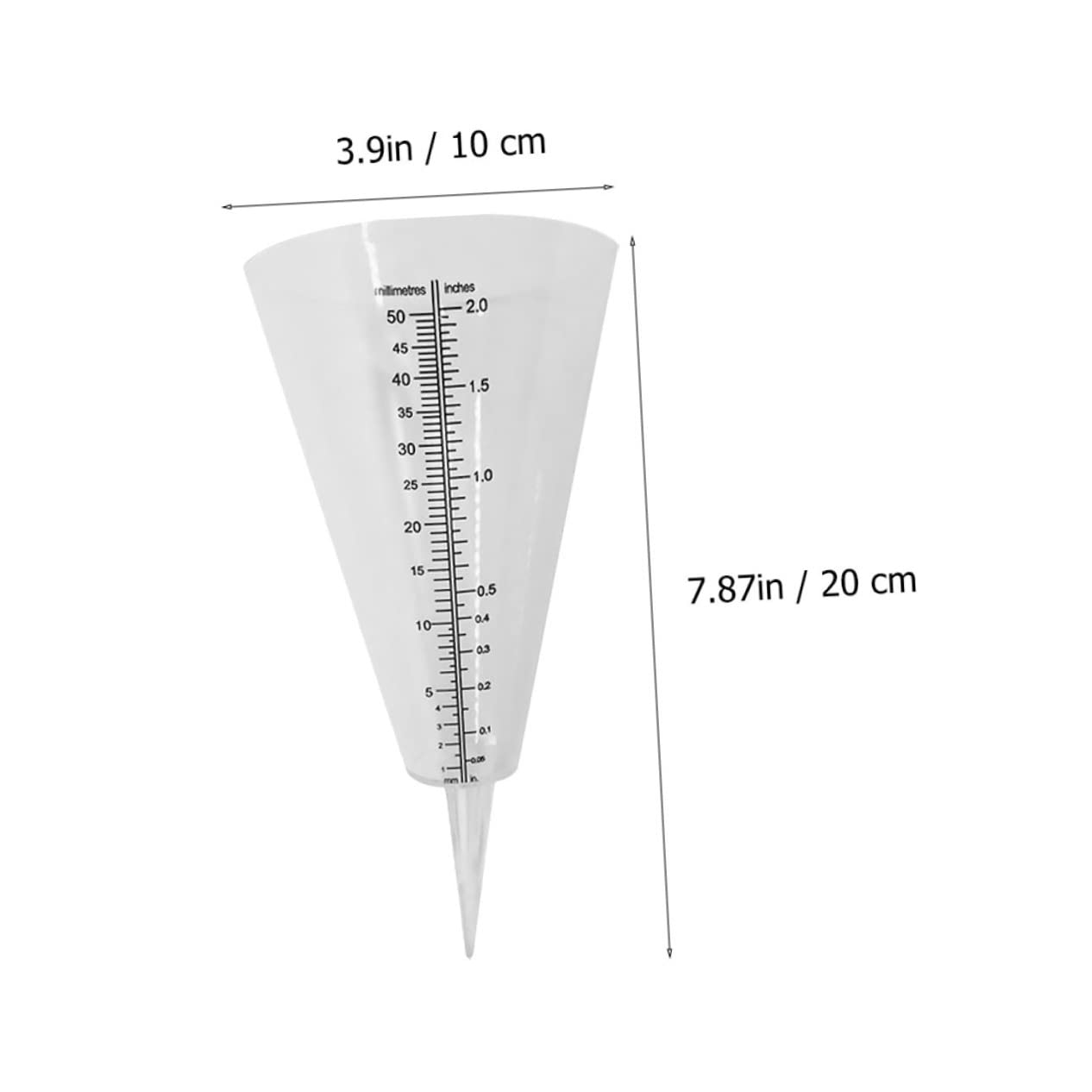 SEWOART 2pcs Cone Shaped Rain Gauge Outdoor Rainfall with Sturdy Spike for Lawn and Farming Easy-Read Transparent Measuring Cup for Meteorological Use