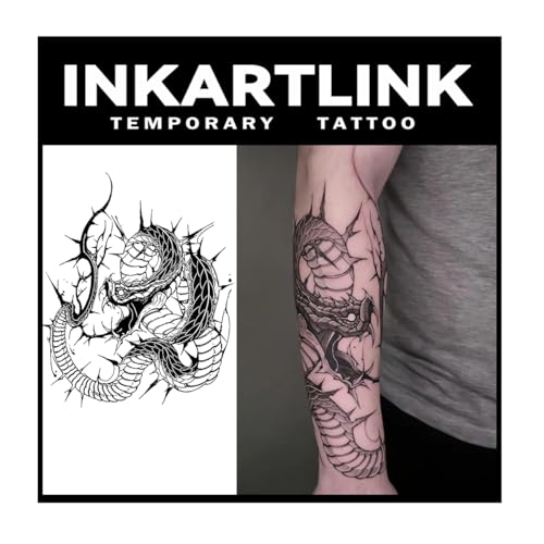 INKARTLINK Venomous Snake Tattoo Collection, 2 Sheets, Matte Finish