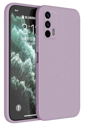 Topme Funda para Realme GT 5G (6.43' Inches) Carcasa Caja Case Estuche, Funda Protectora de Piel de Silicona TPU - Hierba púrpura