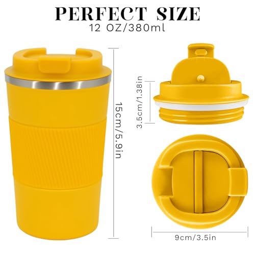 Image of Insulated Travel Coffee Mug, Stainless Steel Coffee Cup with Leakproof Lid