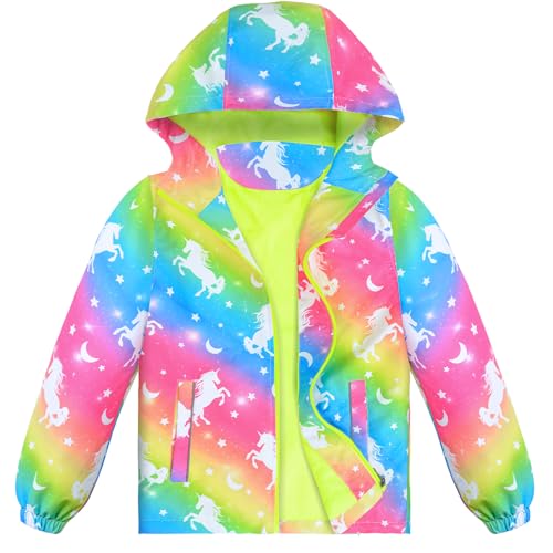 OlyPegic Girls Rain Jacket Kids Windbreaker Jacket – Waterproof, Windproof, Fleece Lined, Lightweight & Hooded – Perfect for Toddlers & Girls (Kids Rainwear)
