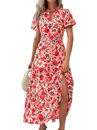 MASCOMODA Summer Boho Maxi Dress for Women 2025 Casual Puff