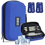 HIMDUZE Insulin Cooler Travel Case TSA Approved Refrigerated Medicine Cooler for Travel w/Thermometer Temperature Diabetic Case w/2 Reusable Ice Packs for Daily Life Trip, Blue