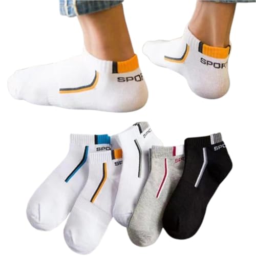 Image of MOMISY Men's Premium Cotton Cushion Ankle length Socks, (Multicolor) Pack of 5 (Free Size)