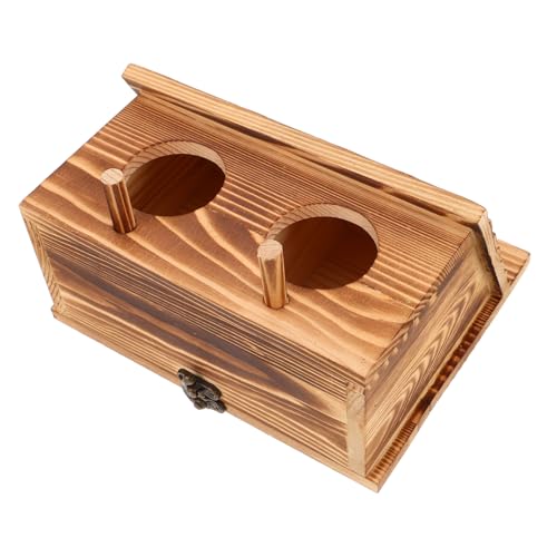 SEWOART 実木鳥巣 ダブルホール野外用鳥の巣箱 耐候性木製パラキートネス