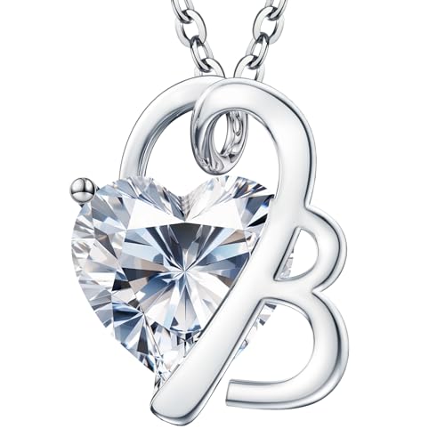 Image of ForeverLove Heart Necklaces for Women, 4-2 Carats Heartshap Moissanite, Silver Pendant Jewelry, Anniversary Birthday Gifts for Wife, Girlfriend, Daughter, Mom