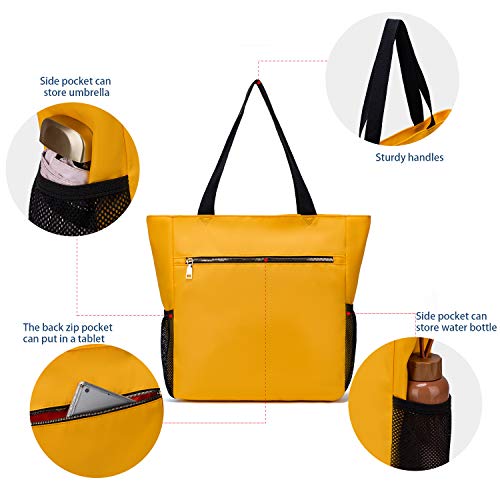 Image of ETidy Large Capacity Foldable Tote Bag With Zipper Waterproof Sandproof Women Beach Bag Handbag Gym Bag Travel Shopping Bag