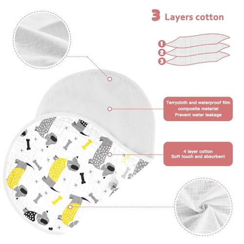 Muslin Baby Burp Cloths Set of 4, Soft Absorbent Cute Dachshund Dogs Cotton Burping Cloth, Milk Spit Up Rags for Newborn Unisex, 22 x 11 Inch4