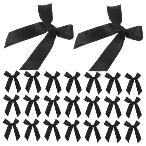 KAILIKETIY 100個小型黒サテンリボンボウ 手作りクラフト用 黒いリースボウ パーティー用ヘアアクセサリー 結婚式や 包装に