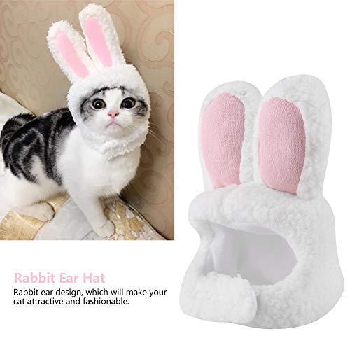 ciciglow Hasenohren für Katzen, süßes Kostüm, Plüsch-Kaninchenmütze für Katzen und kleine Hunde, Welpen, Partykostüm, Halloween-Zubehör, Kopfbedeckung