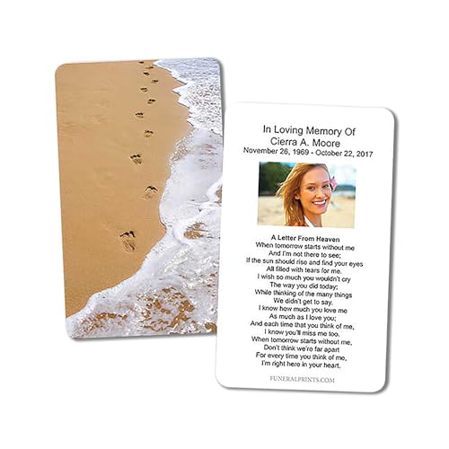 Funeral Memorial Prayer Card With Photo Personalized & Prayer, 25