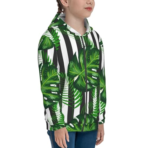 Palm Greenery Kid Hoodies Boys Zip Up Sweatshirts Girls Pullover with Pocket4