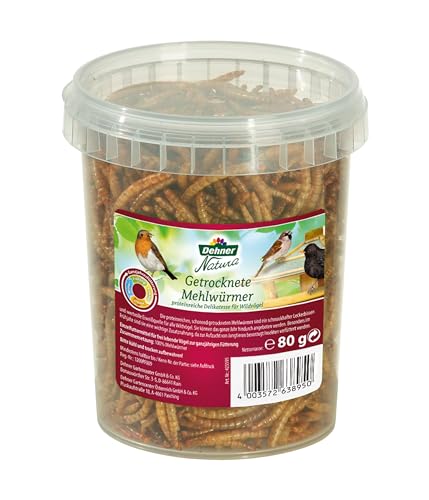Dehner Natura Wildvogelfutter, getrocknete Mehlwürmer, proteinreich, 80 g